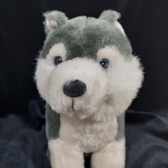 Gray Wolf /Husky Dog Plush 10" Shalom Toy Co Stuffed Animal Toy with Blue Eyes - Picture 12 of 16